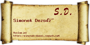 Simonek Dezső névjegykártya