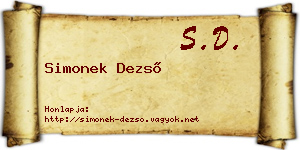 Simonek Dezső névjegykártya